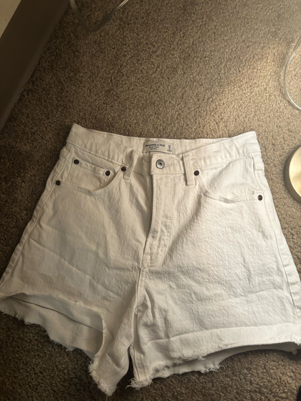 Abercrombie & Fitch White High-Rise Denim Shorts